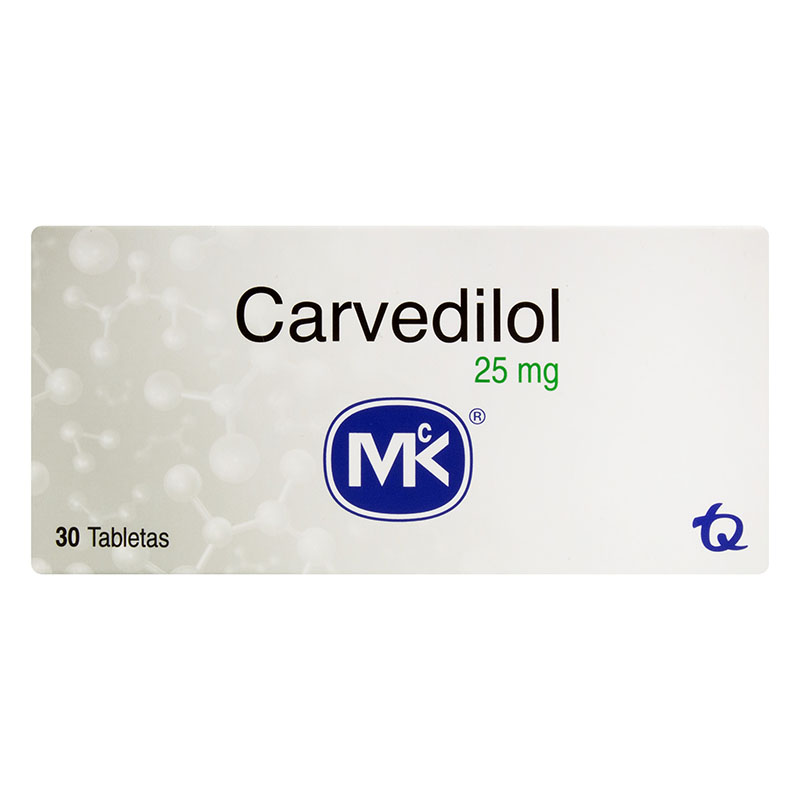 CARVEDILOL 25mg MK 30 Tabletas Drogas Exito