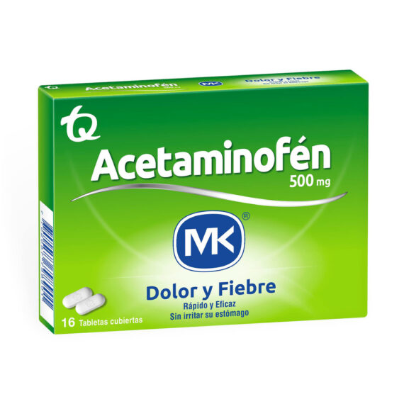 ACETAMINOFEN 500mg MK 16 Tabletas Drogas Exito