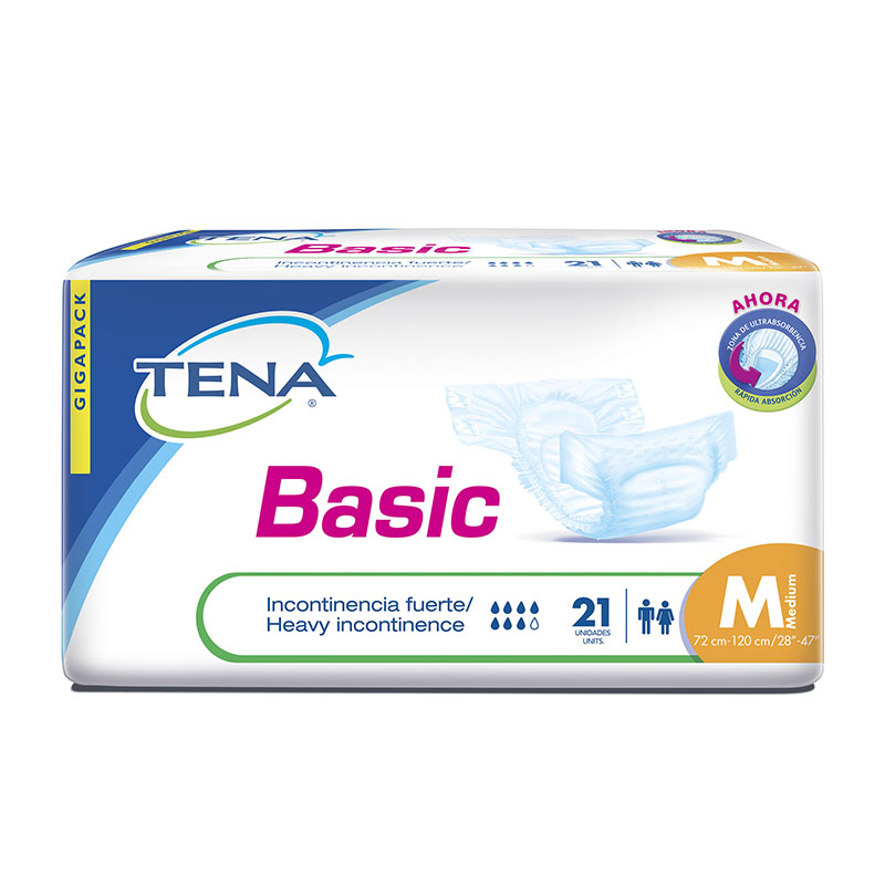 Pañales Tena Basic M Tipo Tela 21Uds