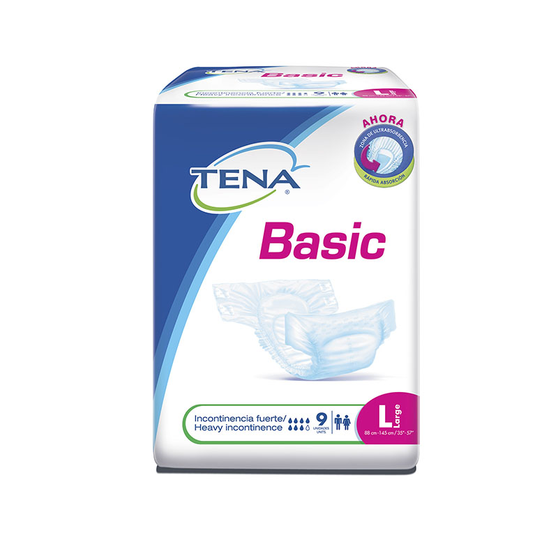 Pañales Tena Basic L Tipo Tela 9Uds
