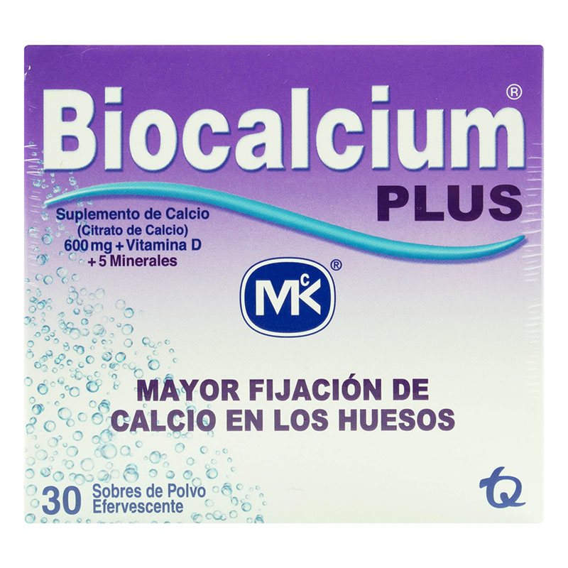 Biocalcium D Calcio Carbonato + Vitamina D3 500 mg MK Caja x 30 Sobres