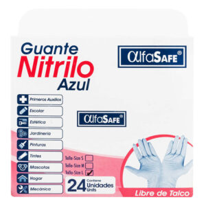Guante EXAM.NITRILO Azul ALFA T.L 24Uds