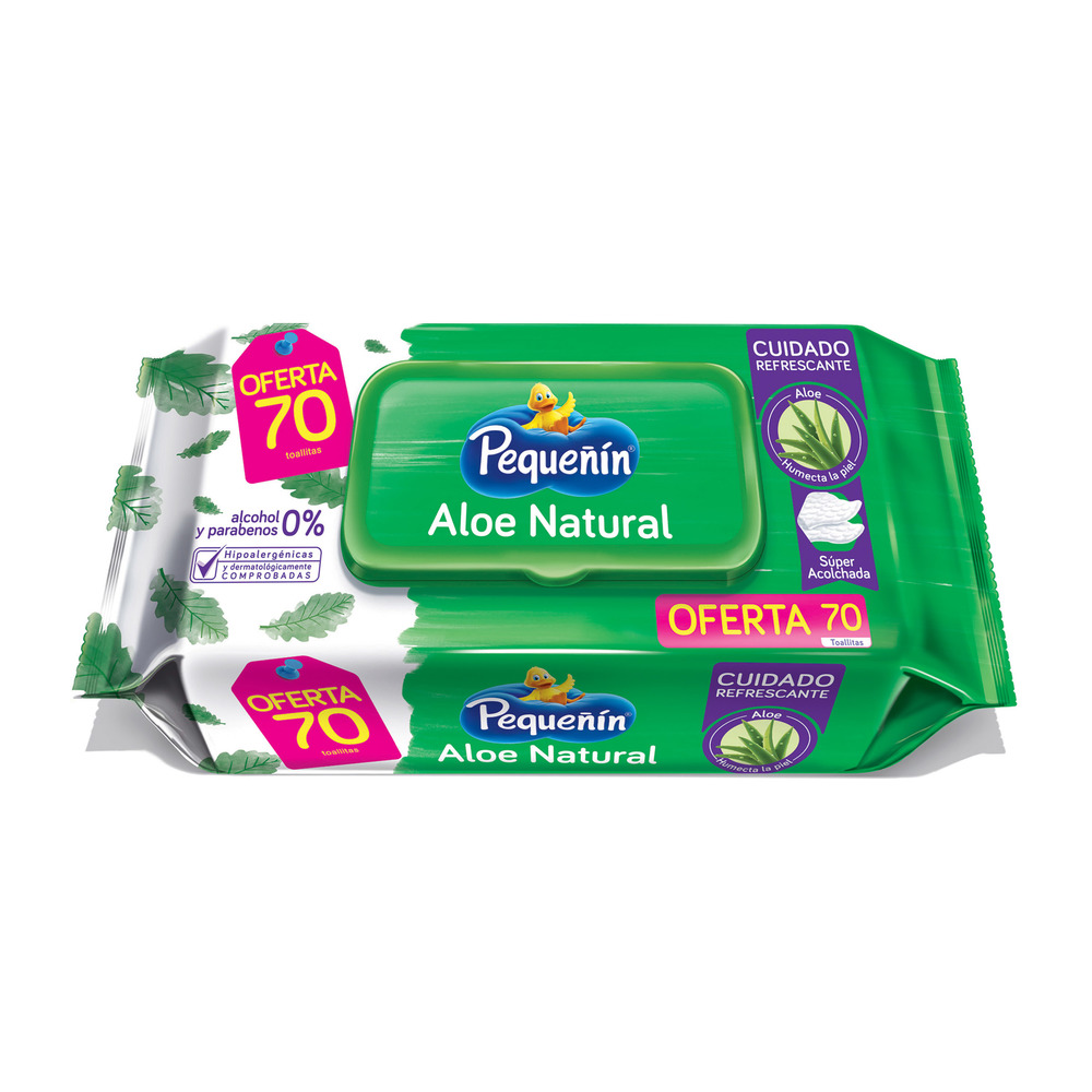 Toallas PEQUEÑIN FLAT PACK ALOE 70Uds