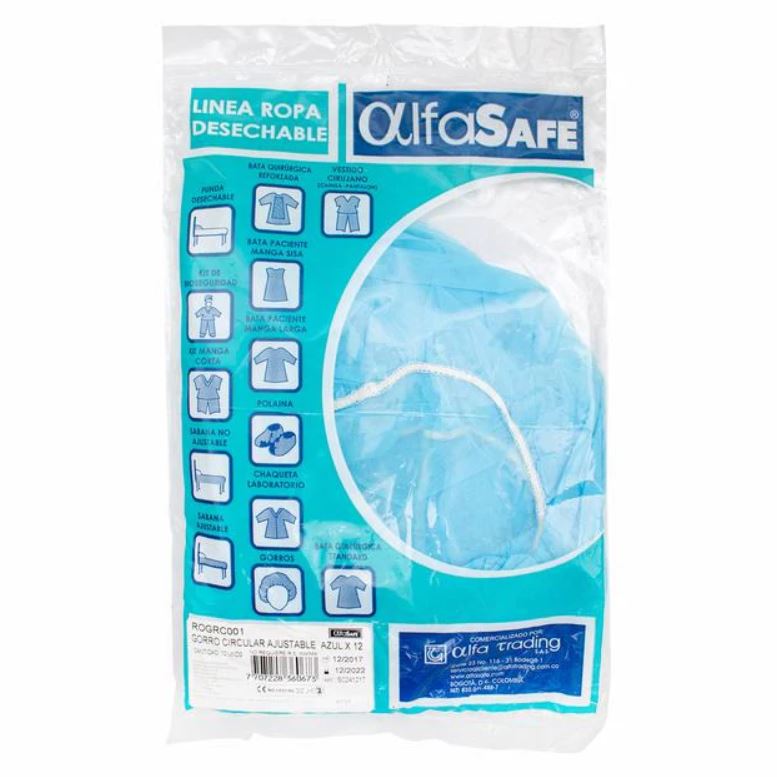 Gorro Des. Azul Alfa 12Uds