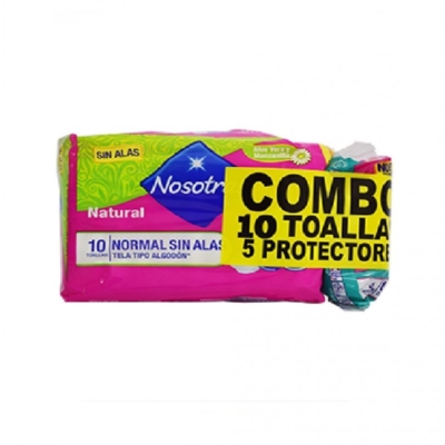 toallas nosotras normal nat. 10uds+5prot