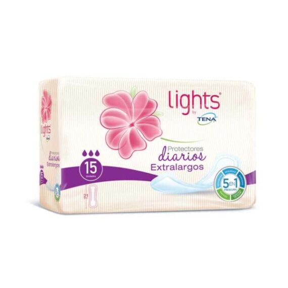 protectores lights by tena extralargo 15uds
