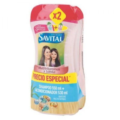 2 shampoo savital multivitaminas 550ml