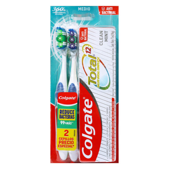 2 cepillos colgate 360 twinpack+tot.75ml