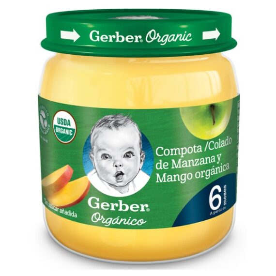 compota gerber organic manz mango 113gr.