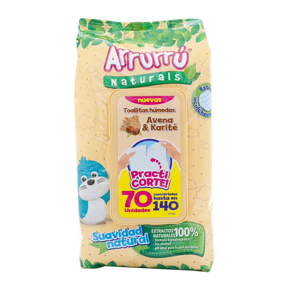 Toallitas Arrurru Avena Practicorte 70Unds