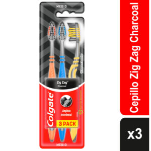 3 Cepillos Dentales COLGATE ZIG ZAG Charcoal