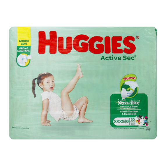 huggies active sec 6/ xxxg 30 unds