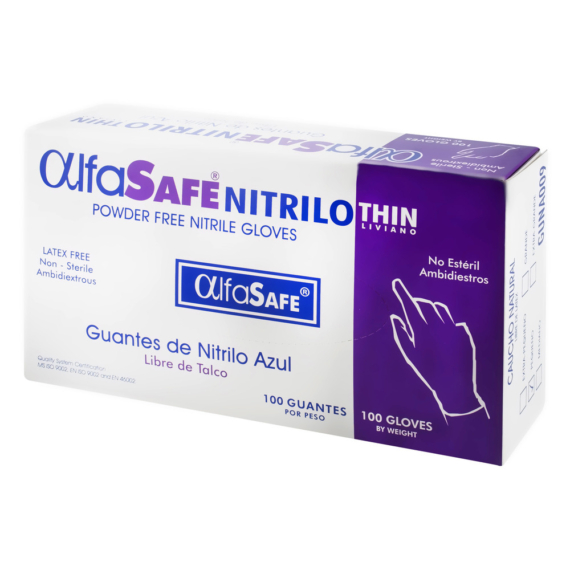 guante de nitrilo alfa azul talla s 100 unds