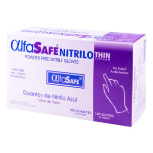 Guante De Nitrilo Alfa Azul Talla M 100 Unds