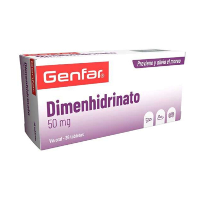 DIMENHIDRINATO 50mg GF 36 Tabletas