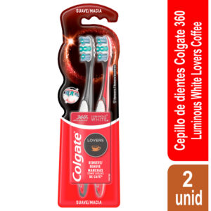 2 Cepillos Colgate Luminous White Lovers Cafe