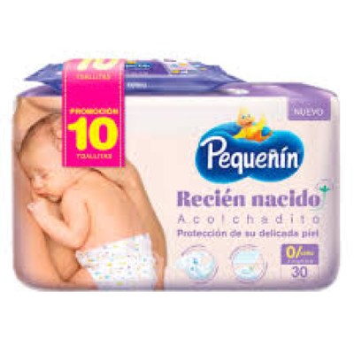 pañales pequenin recien nacido 30 unds