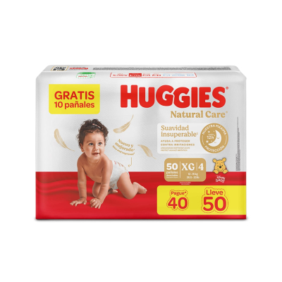 huggies natura care unisex 4/xg 50 unds