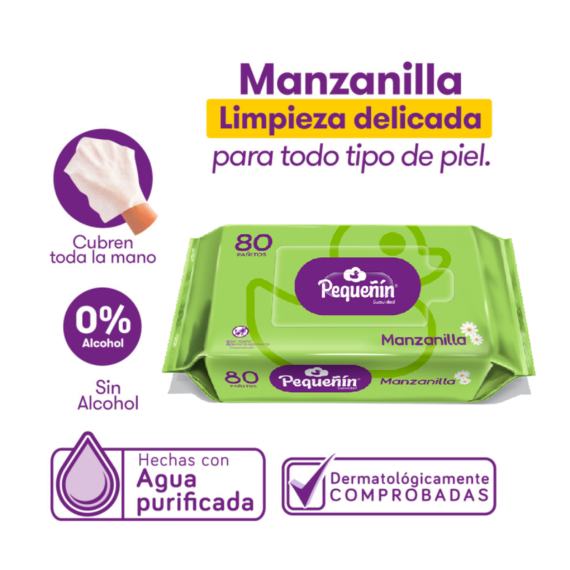toallitas pequeÑin manzanilla 80 unds