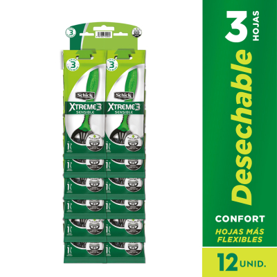 maquina de afeitar schick xtreme3 p.sens.12 unds 30% descuento