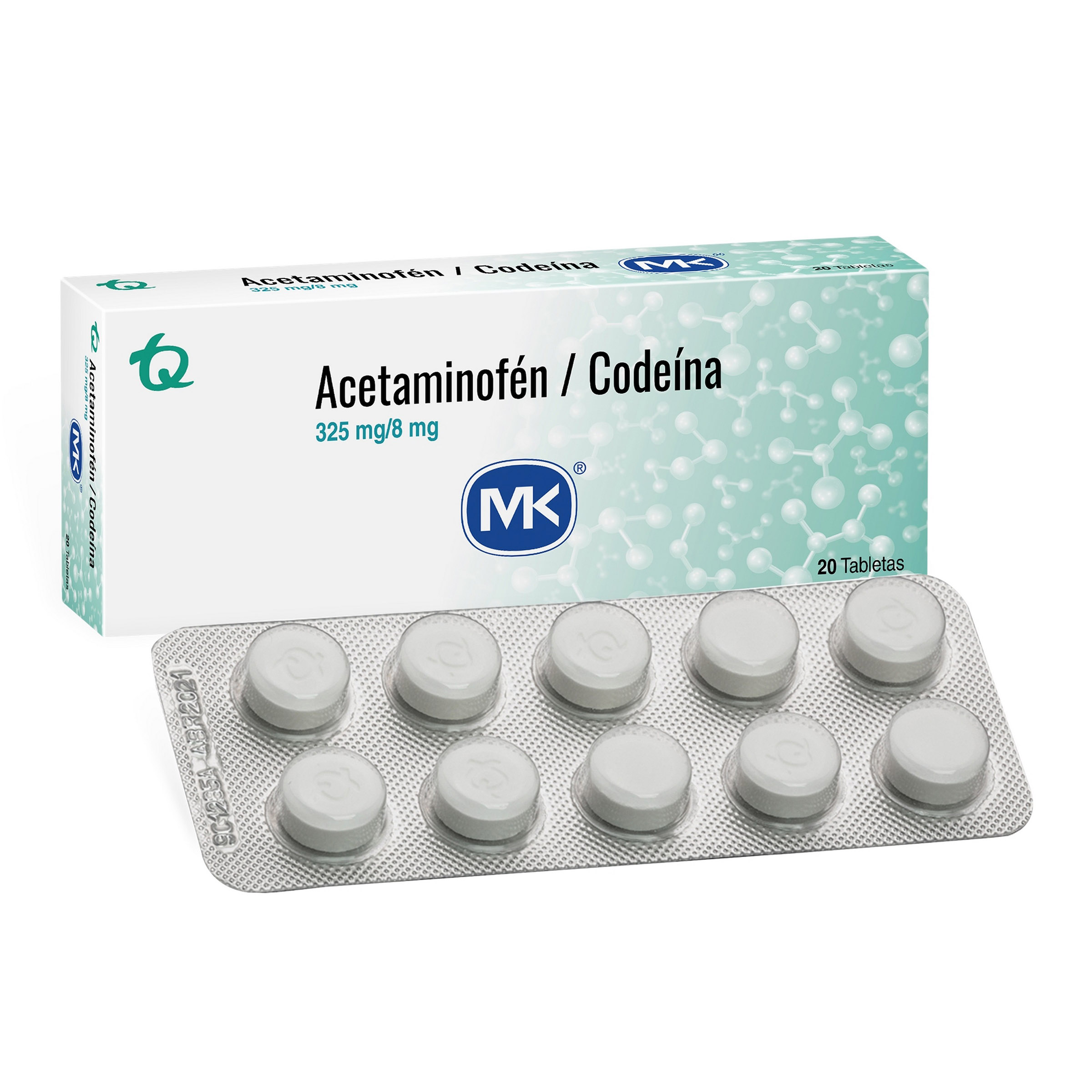 ACETAMINOFEN/CODEINA 325/8mg MK 20 Tabletas